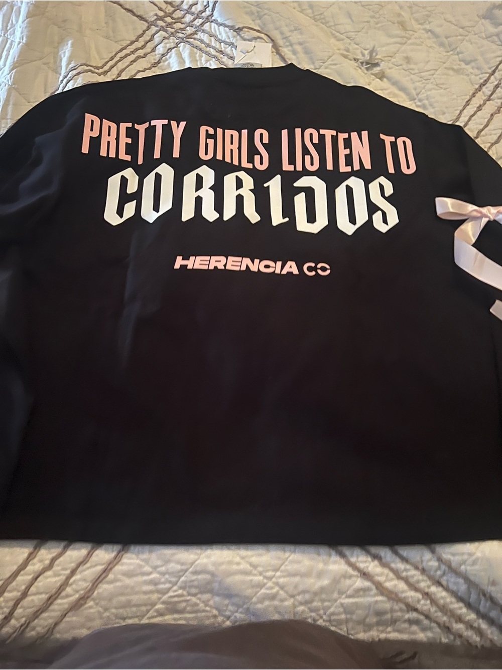 Black Long Sleeve Tee - Pretty Girls Listen to Corridos
